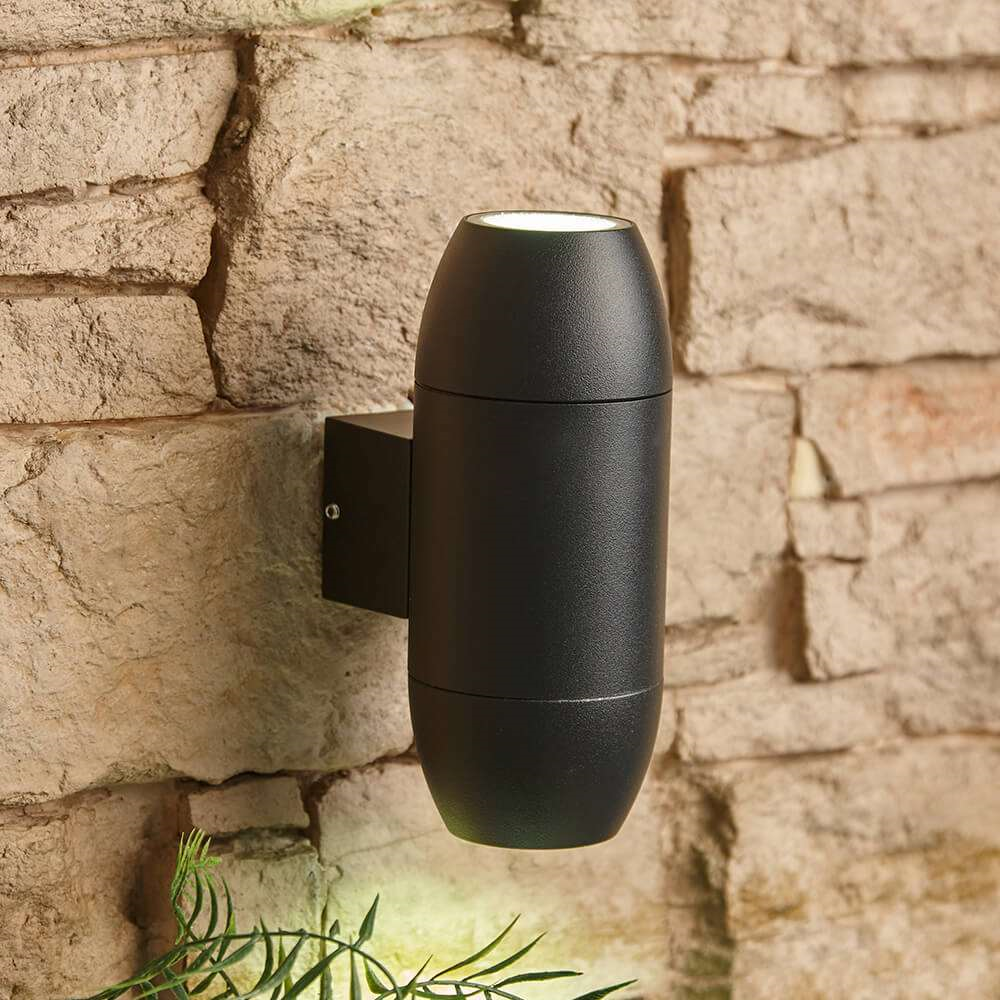 Outdoor Contemporary Curved Up and Down Wall Light - Outdoor Contemporary Cone Shaped Up and Down 2 Lights